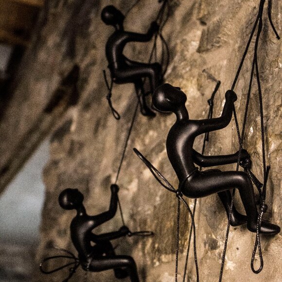 Climbing Man Home Decor Classic Wall-Art Sculpture | 3-Piece | Black - Picture 4 of 5